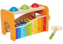 Hape Pound & Tap Bench with Slide Out Xylophone – Award Winning Durable Wooden Musical Pounding Toy for Toddlers, Multifunctional and Bright Colours, Yellow