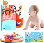Magkay Baby Books, Baby Toys Infant Toys Touch & Feel Soft Cloth Book with Crinkle Paper and Squeaker,Nontoxic Fabric Baby Cloth Books Early Education Toys for Newborn 0-12 Months, Baby Gifts