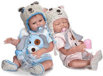 Minidiva Reborn Baby Dolls, 2pcs 20 inch/50cm Boy and Girl Twins Full Body Soft Silicone Newborn Baby Lifelike Reborn Dolls Xmas Gift
