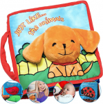 Premium Soft Baby Book First Year, Cloth Book Bunny with Crinkly Sounds, Fun Interactive Toy, Fabric Book for Babies & Infant 1 Year Old (Boy, Girl), Cute, Touch and Feel Activity (Blue)