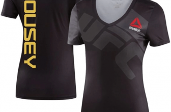 UFC Reebok Ronda Rousey Black & Gold Women’s V-Neck Jersey – MMA Overload