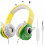 VCOM Kids Headphones with Microphone, Over Ear Wired Children Headset Stereo Earphone Monster Design with Volume Limiting Feature Compatible for iPad Smartphones Kindle Fire Tablets PC Laptops