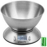 Etekcity Food Scale with Bowl, Timer, and Temperature Sensor, Digital Kitchen Weight for Cooking and Baking, 2.06 QT, Silver