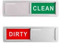 KitchenTour Clean Dirty Magnet for Dishwasher Upgrade Super Strong Magnet – Easy to Read Non-Scratch Magnetic Silver Indicator Sign with Clear, Bold & Colored Text