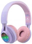 Riwbox WT-7S Bluetooth Headphones Light Up, Foldable Stero Wireless Headset with Microphone and Volume Control for PC/Cell Phones/TV/iPad (Purple)