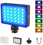 RGB LED Video Light, On Camera Video Light for Filming, Built in Rechargeable 3000mAh Battery LED Video Camera Lighting Portable Mini Pocket Light for Camera, Photography, YouTube, Home Studio,Vlog