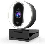 NexiGo Streaming Webcam with Ring Light and Dual Microphone, Advanced Auto-Focus, Adjustable Brightness with Touch Control, 1080P Web Camera for Zoom Skype Facetime, PC Mac Laptop Desktop
