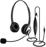 Arama Cell Phone Headset with Microphone Noise Cancelling & Call Controls 3.5mm Computer Headphone for iPhone, Android, Laptop, PC, Call Center Office, Business Skype Softphone