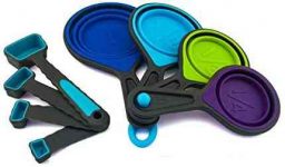 Collapsible Measuring Cups and Measuring Spoons – Portable Food Grade Silicone for Liquid & Dry Measuring