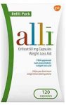 alli Weight Loss Diet Pills, Orlistat 60 mg Capsules, Non Prescription Weight Loss aid, 120 Count Refill Pack