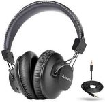 Avantree Audition Bluetooth 5.0 40 hr Wireless & Wired Over Ear Headphones with Mic for Computer TV Watching, Extra Comfortable & Lightweight, HiFi Stereo Headset for PC Laptop Cell Phone – Gray