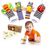 BABY K Foot Finder Socks & Wrist Rattles (4 Pieces) – Newborn Toys for Baby Boy or Girl – Brain Development Infant Toys – Hand and Foot Rattles Suitable for 0-3, 3-6, 6-12 Months Babies