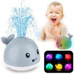 ZHENDUO Baby Bath Toys, Whale Automatic Spray Water Bath Toy with LED Light, Induction Sprinkler Bathtub Shower Toys for Toddlers Kids Boys Girls, Pool Bathroom Toy for Baby (Gray)