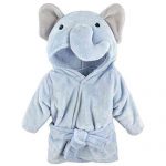 Hudson Baby Unisex Baby Plush Animal Face Robe, Blue Elephant, One Size, 0-9 Months