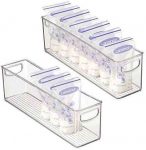 mDesign Storage Organizer Container Bin for Kids/Child Supplies in Kitchen, Pantry, Nursery, Bedroom, Playroom – Holds Breast Milk Pouches, Formula, Bottles, Baby Food – 16″ Long, 2 Pack – Clear