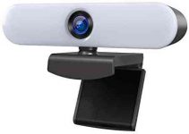 SLANWIN Webcam 1080P HD with Dual Microphone, USB Webcam with Adjustable Light, 360° Rotatable, PC Camera for Video Chat, Online Learning, Video Conference, Webcast, for Desktop/Laptop