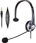 Callez C300E1 3.5mm Cell Phone Headset Mono, Truck Driver Headsets with Noise Canceling Mic, Compatible with iPhone Samsung Huawei HTC LG BlackBerry Mobile Phone Smartphones iPad iPod Skype PC