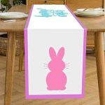 Animsco Happy Easter Table Runner Easter Day Holiday Party Decorations for Farmhouse Style Kitchen Easter Rabbit Table Runner 13 × 72 in