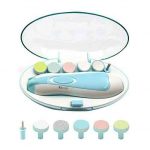 Electric Nail File Drill for Baby No Sharp Claws Hurt, 6 in 1 Safety Cutter Trimmer Clipper for Toes and Fingers (Blue)