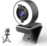 2k Webcam with Microphone Ring Light-HD Web Cam with Privacy Cover&Tripod for Desktop/Laptop/PC/MAC,Web Cameras for Computers, Skype, YouTube, Zoom, Xbox One, Studying, Conference and Video Calling