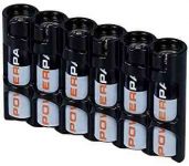 Storacell SLAAATB by Powerpax SlimLine AAA Battery Caddy, Black, Holds 6 Batteries