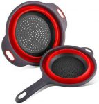 Collapsible Colander, McoMce Silicone Collapsible Strainer, Folding Heat Resistant Collander Set, Kitchen Colander Strainer Veggie Wash Fruit & Vegetable Wash, with Handles Pasta Strainer(2 Pack)