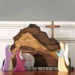 Easter Resurrection Scene Figurine – Spring Easter Risen Christ Figurine Decor Easter Decorations for Home Easter Table Ornament Easter Crafts Table Centerpiece for Tabletop (A)
