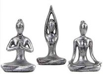 Leekung Yoga Meditation décor,Yoga Pose Statue Home Decoration,Zen Yoga Figurine for Spiritual Room décor,Set of 3 Yoga Gift Antique Silver Color