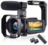 4K Video Camera Camcorder, Vlogging Camera 48MP 60FPS YouTube Camera WiFi Night Vision IPS Touch Screen Video Camera Digital Camera with External Microphone, Stabilizer, 2.4G Remote, Hood