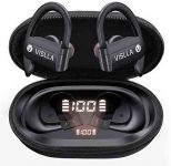 Vislla Bluetooth Headphones Sports Wireless Earbuds TWS BT5.0 Stereo Deep Bass Waterproof Earphones Noise Canceling Headset with Battery Display Charging Case & Built-in Mic for Running/Workout/Gym