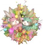 Easter Wreaths for Front Door Outside with Faceless Swedish Gnome Doll Easter Bunny Garland Decorations Easter Gnome Wreath Sign for Home Wall Window Easter Ornaments Decoration Pendants (C,21.5in)