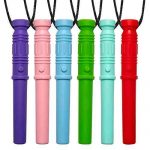 Labeol 6 Pack Sensory Chew Necklace Baby Teething Tubes for Boys and Girls Teething Toys for Babies 0-6 Months Teether Toys Teething Necklace for Children Autism ADHD SPD Oral Motor Tool