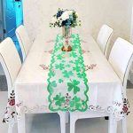 Fowecelt St Patrick’s Day Shamrock Table Runner 13 x 72 Inch for St Patrick’s Day Spring Home Irish Party Lucky Day Table Decoration, Green Lace Clover Tablecloth