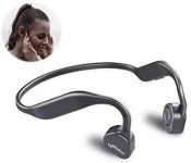 Bone Conduction Headphones Bluetooth V5.0 – Vidonn F1 Sports Open Ear Wireless Headset Sweatproof w/Mic – for Cycling Running Driving Gym – Grey