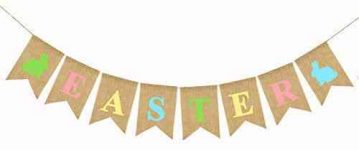 Easter Burlap Garland Banners, Rabbit Bunny Burlap for Easter Decorations Home Office School Outdoor Party Supply