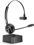 Bluetooth Headset with Microphone, Vogek Trucker Bluetooth Headset Noise Cancelling Mic with Charging Base, Hands-Free Wireless Headphones for Cell Phones PC Laptop Home Office Call Center Skype