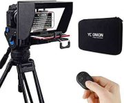 YC Onion Teleprompter for Tablet Smartphone Camera Adjustable, Portable Teleprompter Kit with Remote Control & Lens Adapter Rings, Supports Ultra Wide-Angle Lens, APP Compatible with iOS/Android