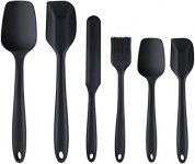 Silicone Spatula Heat Resistant Premium Silicone Spatula Set One-Piece Seamless Spoon Non-Stick Flexible Rubber Utensil for Kitchen Cooking and Baking 6 packs (black)