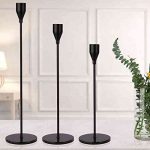 DEVI Matte Black Candlestick Holders (3 pcs) |Taper Candle Holders for Fireplace Mantle,Dining Table | Modern Farmhouse Home Decorations for Living Room