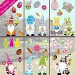 9 Sheets Easter Window Clings Sticker Extra Large Gnome Bunny Easter Eggs Window Stickers Non Adhesive Easter Decorations for Home,Office,Kids,Shop