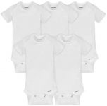Gerber Baby 5-pack Or 15 Multi Size Organic Short Sleeve Onesies Bodysuits infant and toddler bodysuits, White 5 Pack, 0-3 Months US
