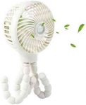 GENNISSY Personal Handheld Stroller Fan,2600mAh Portable Baby Stroller Fan Battery Operated with Flexible Octopus Tripod USB Foldable Fan for Office Room Car Traveling BBQ Gym with 3 Speed