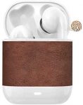 HWCONA Retro Leather Wireless Earbuds, 5.2 Bluetooth Earbuds Touch Control Bluetooth Headphones with Charging Case IPX8 Bluetooth Headset Waterproof TWS Wireless Headphones (Dark Camel Brown)