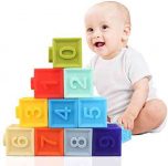 SDU Baby Building Block Toys Soft Building Block Toys Molar Toys for Babies 6 Months and Older Baby Educational Squeeze Toys Digital Animal-Shaped Developmental Toddler Toys,12 Piece Set