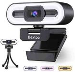 1080P Webcam with Microphone, Auto-Focus Streaming Web Camera with 3 Colors Ring Light & Tripod, 30 FPS HD Streaming Camera, Plug and Play, for Zoom/Skype/Facetime/Teams/YouTube, PC Mac Laptop Desktop