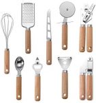 ArteiWo Stainless Steel Kitchen Gadgets, 9 Pieces Cooking Tools Set for Household & Professional Home Kitchen-Brown