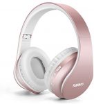 Bluetooth Headphones,TUINYO Wireless Headphones Over Ear with Microphone, Foldable & Lightweight Stereo Wireless Headset for Travel Work TV PC Cellphone-Rose Gold