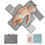 Buddies & Babies Portable Changing Pad for Baby – Front Wipe Pocket Storage for Diapers Clothes Accessories – Waterproof Padded Mat for Infant’s Comfort – Memory Foam Newborn Head Pillow