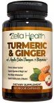 Zella Health- Turmeric & Ginger with Apple Cider Vinegar and Bioperine- Joint Pain, Inflammation Support, Assists with Healthy Skin, Weight Loss, and Recovery – 30 Servings