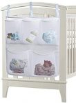 SLEEPING LAMB Baby Nursery Organizer for Clothing Diapers Toys Hanging Storage Bag 5 Pockets Bedside Caddy (White)
